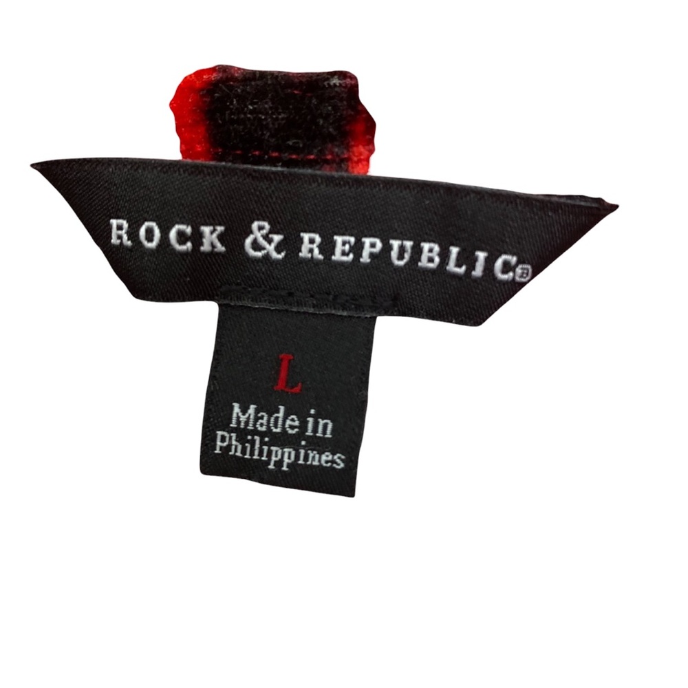 Rock & Republic Red & Black Leopard print Velvet Tee Women's L Valentines Day - Picture 5 of 8
